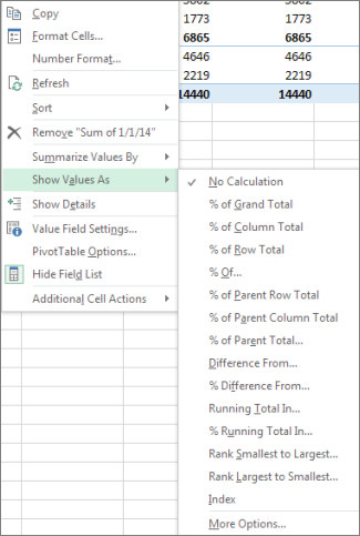 Show Values As