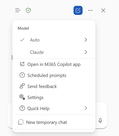 Model Selector open, showing options to choose a reasoning level, use Auto mode, or select a supported model provider such as OpenAI or Claude.