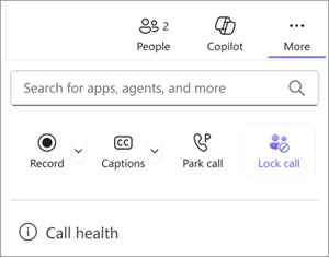 Screenshot of an active call with Lock call option.