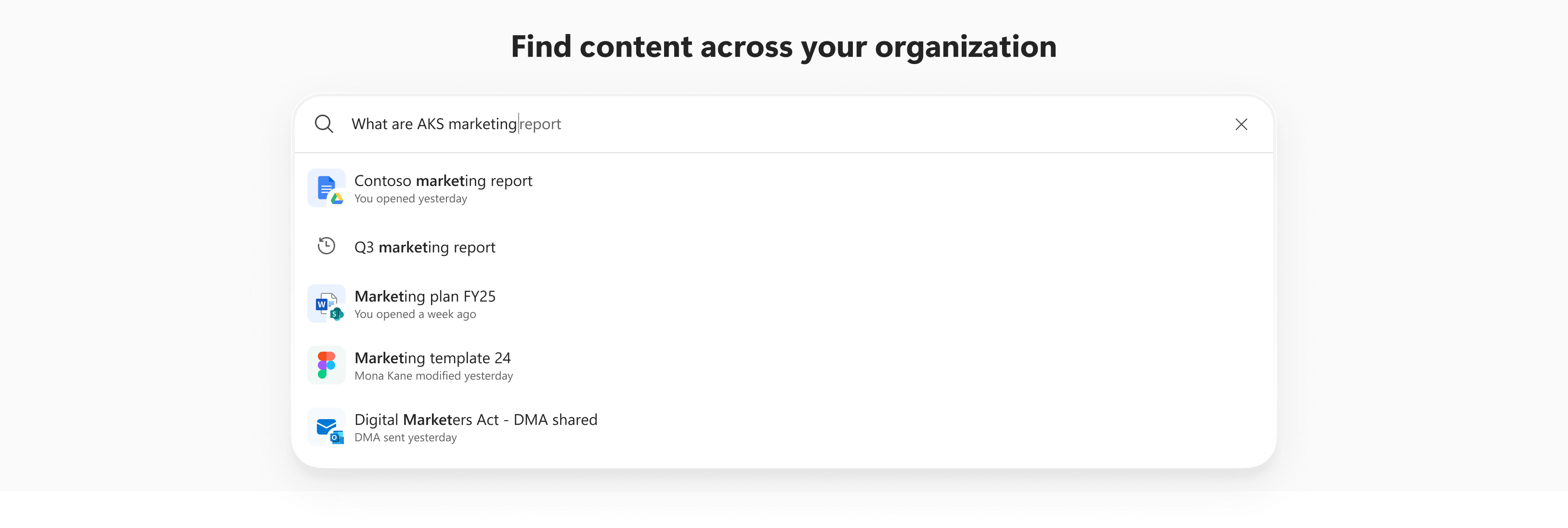 A search box with the beginning of a query and a list of suggestions