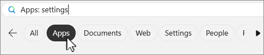 Screenshot of Windows search filter tabs.
