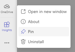 Pin command in the Insights app context menu