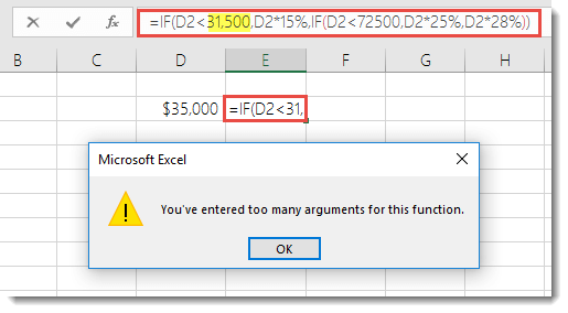 Excel message when you add comma to a value.
