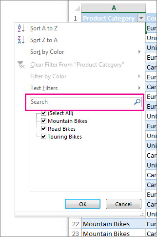 Filter by searching