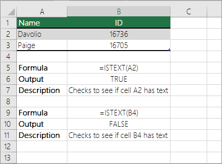 ISTEXT Examples