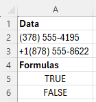 Using REGEXTEST to check whether phone numbers are in a specific syntax, with the pattern ^\([0-9]{3}\) [0-9]{3}-[0-9]{4}$