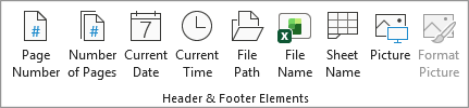 Screenshot that shows Header and Footer Elements.