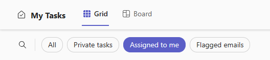A cropped screenshot of My Tasks view in Planner. The Assigned to me pill is selected.