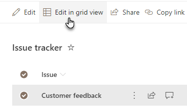 Edit in grid view