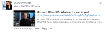 YouTube video embedded in a newsfeed post