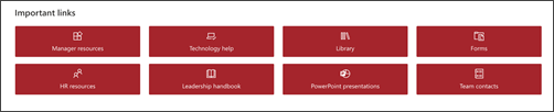 Screenshot of the quick links web part