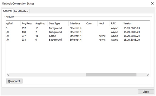 Outlook Connection Status