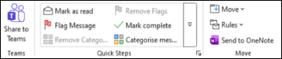 Quick steps grayed out in Outlook