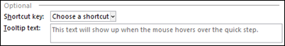 Shortcut key dropdown in Outlook