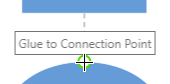 Glue the connector to a connection point on the second shape.