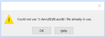 Could not use path to database.accdb; file already in use.