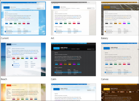 SharePoint Online page that shows site template images