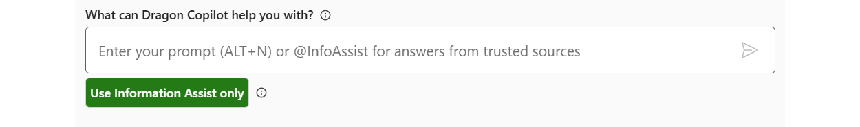 Screenshot of prompt field with Use Information Assist only button turned on