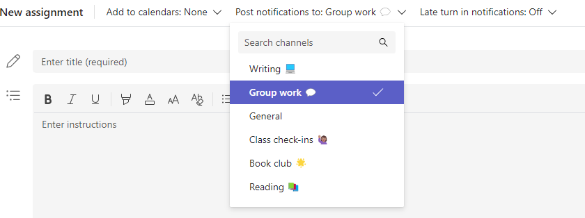 Screenshot of channel selection.