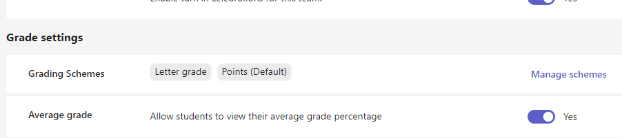 grade settings