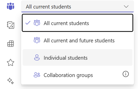 Screenshot of individual student option.