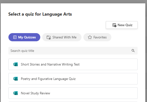 Screenshot of quiz.