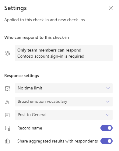 Screenshot of settings.