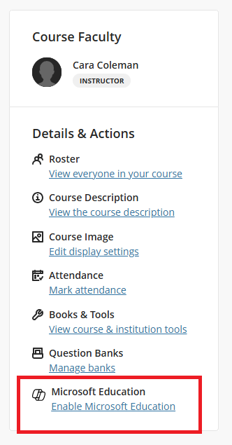 Books and Tools enable Microsoft Education item