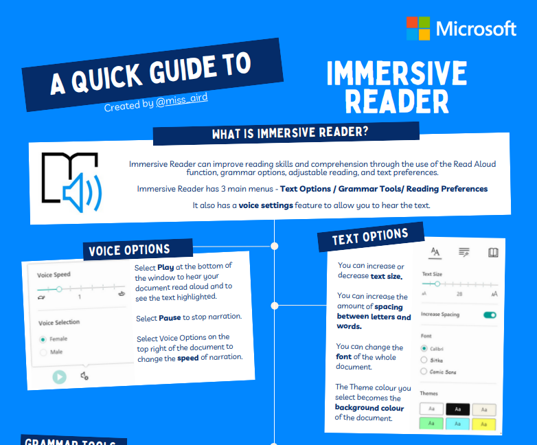 Screenshot of immersive reader.