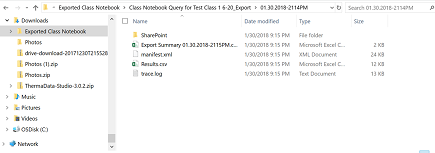 exported class notebook file location