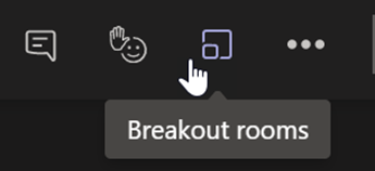 Screenshot that shows Breakout rooms button in a Teams meeting control bar.