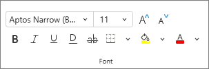 Screenshot of the Font group.