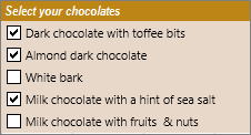 Sample check boxes