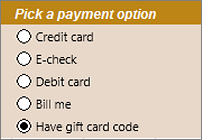 Sample radio button controls