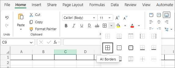 add a border to a table or data range.