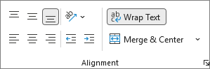 Screenshot of the Alignment group.