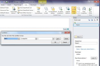 Add Rule menu with When This Button Is Clicked selected