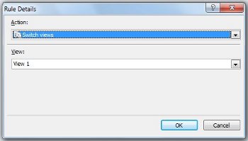 Form load Rule Details dialog set to switch to View 1