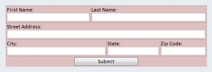 Customized contact form with fields arranged side by side