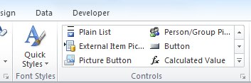 InfoPath Controls gallery with Button and Picture Button