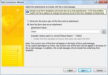 Email submit options with Send the form as an attachment selected