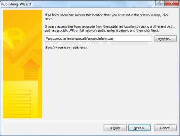 Publishing Wizard field for a user-accessible form path