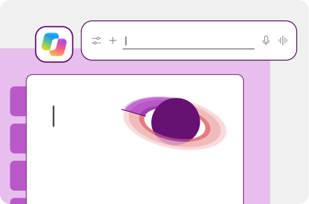 Abstract illustration featuring the icons for Microsoft Copilot, Excel, PowerPoint, and Word