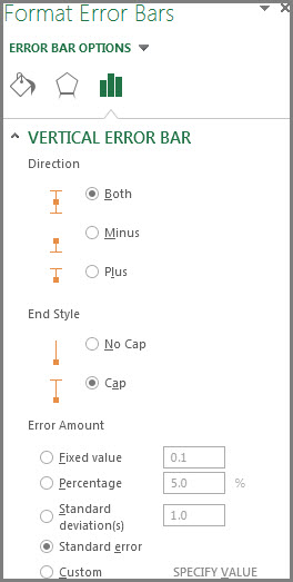 Format Error Bars pane