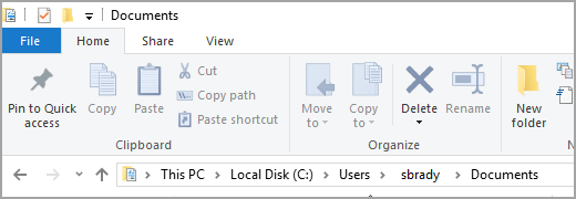 Location of the default Documents folder