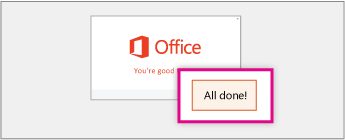 Select All done! in Office install wizard