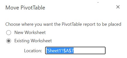 Move a Pivot table