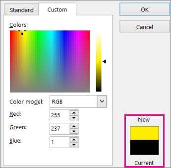 Compare new and current color selections