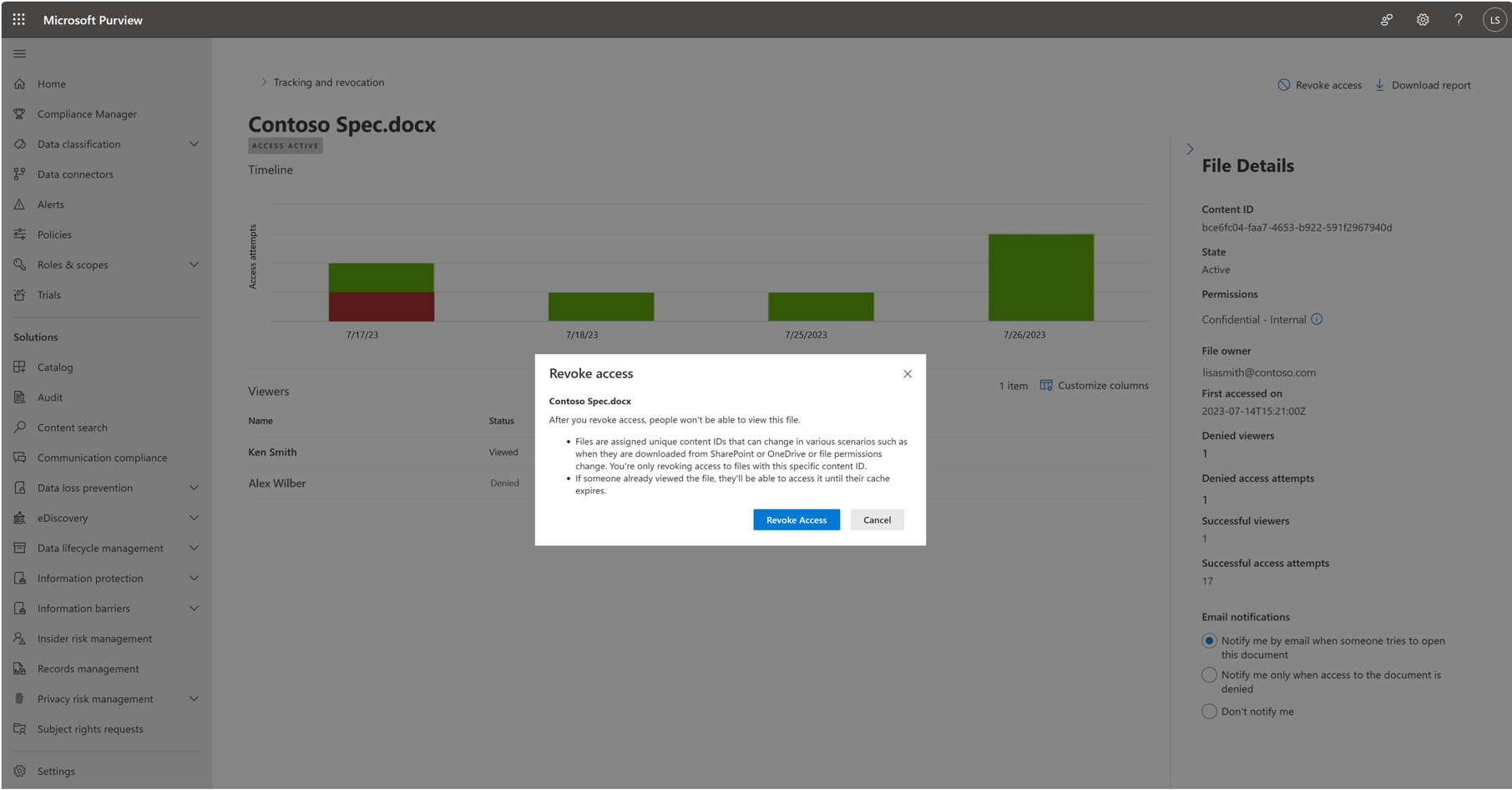 Using purview to revoke access