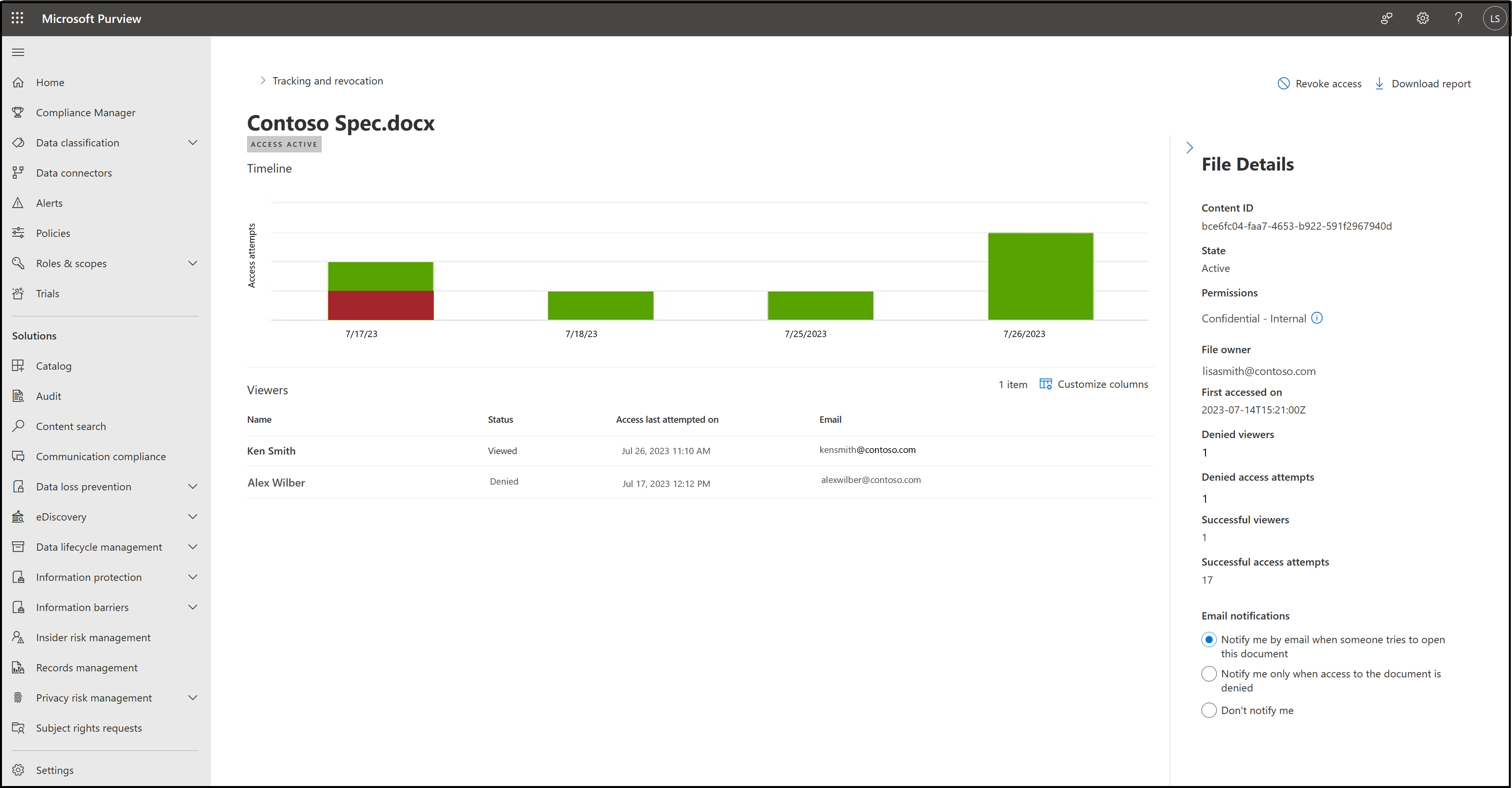 Using purview to track access